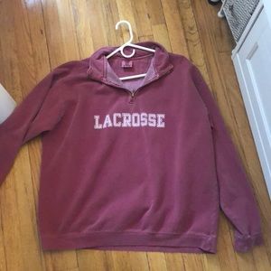 oversized red quarter zip